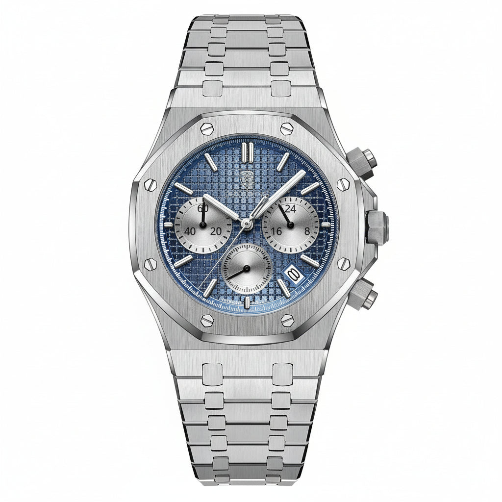 POEDAGAR Men's Stainless Battery-Powered Quartz Movement