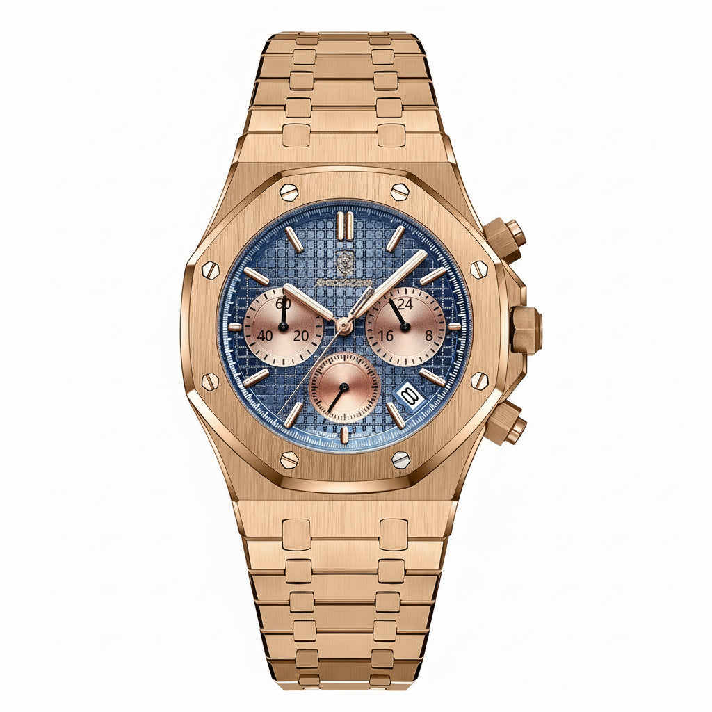 POEDAGAR Men's Stainless Battery-Powered Quartz Movement