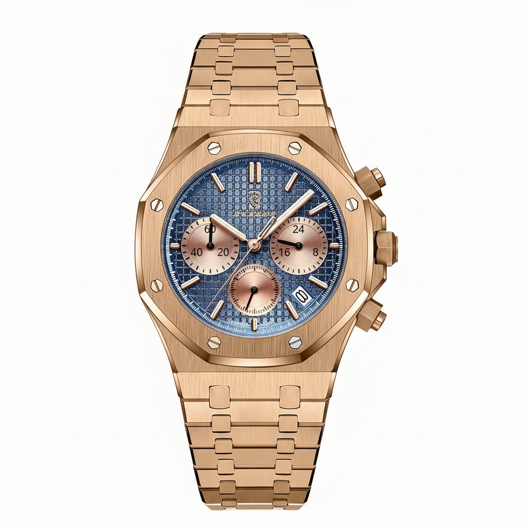 POEDAGAR Men's Stainless Battery-Powered Quartz Movement