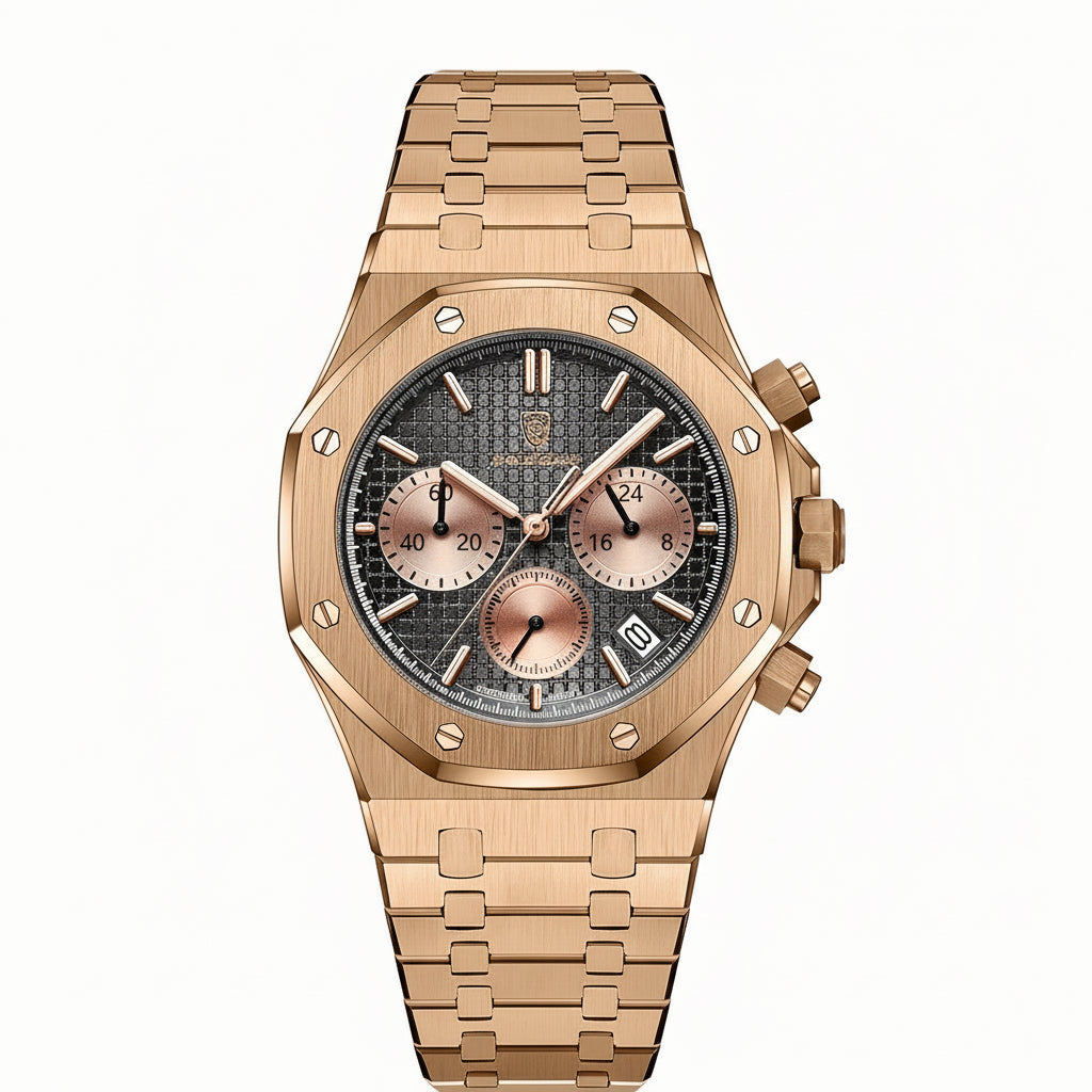 POEDAGAR Men's Stainless Battery-Powered Quartz Movement