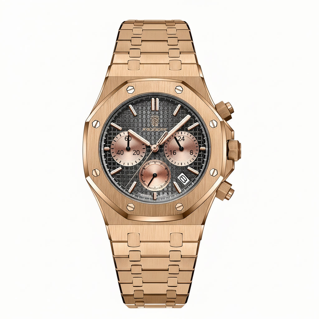 POEDAGAR Men's Stainless Battery-Powered Quartz Movement